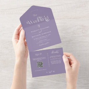 Invitación Todo En Uno Elegante Boda astuto morado caprichoso