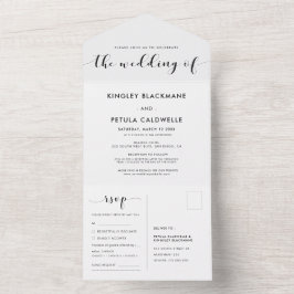 Invitación Todo En Uno Elegante boda blanco y negro