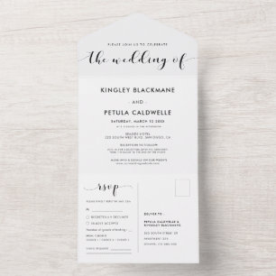 Invitación Todo En Uno Elegante boda blanco y negro