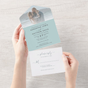 Invitación Todo En Uno Elegante Boda Bohemiana de Playa
