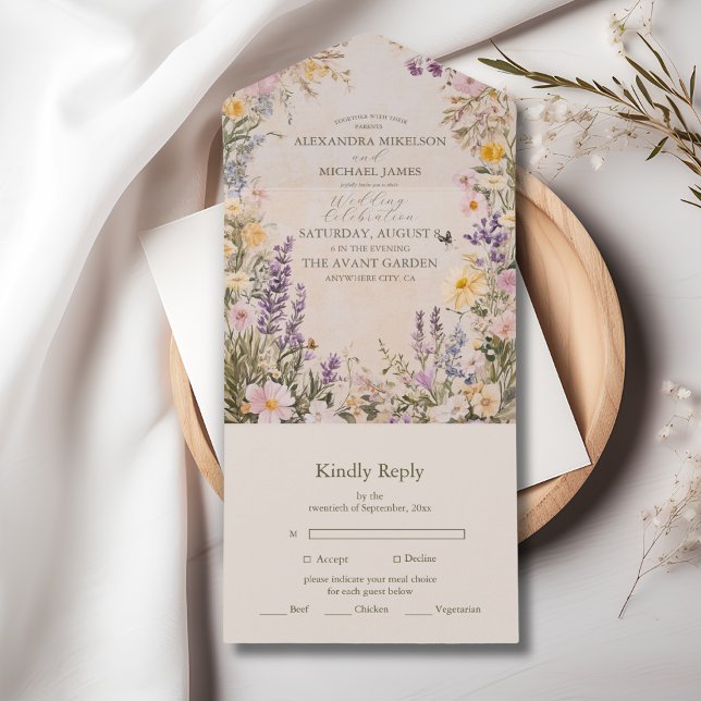 Invitación Todo En Uno Elegante Boda Boho Wildflower (Subido por el creador)