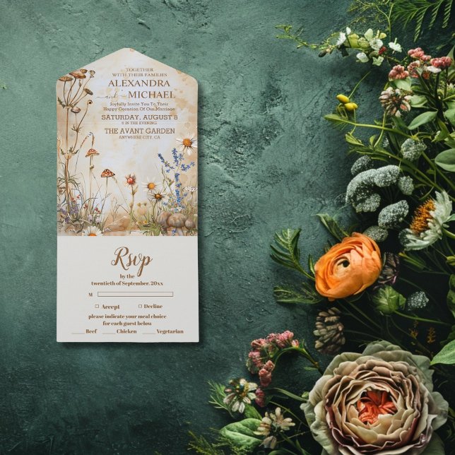 Invitación Todo En Uno Elegante Boda Boho Wildflower (Subido por el creador)