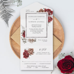 Invitación Todo En Uno Elegante Boda Botánico Fall