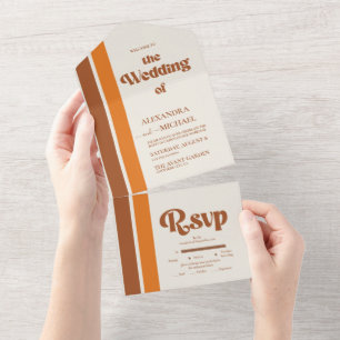 Invitación Todo En Uno Elegante Boda Caprichosa de Terracota