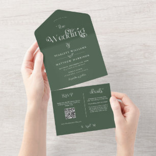 Invitación Todo En Uno Elegante Boda caprichoso verde