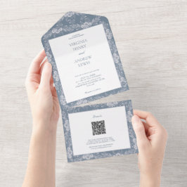 Invitación Todo En Uno Elegante Boda clásico gris-azul Invitati