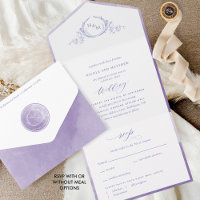 Elegante Boda de acuarela de lavanda monograma Lil