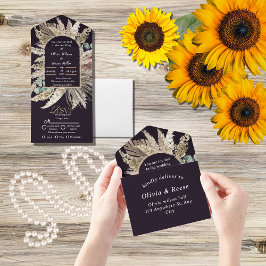 Invitación Todo En Uno Elegante boda de boho moderno