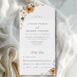 Invitación Todo En Uno Elegante Boda de Cobre y Botánica Terrosa