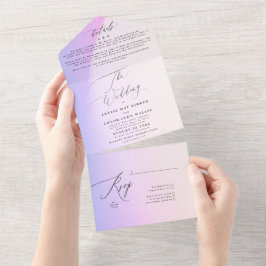Invitación Todo En Uno Elegante Boda de color púrpura púrpura de tinte
