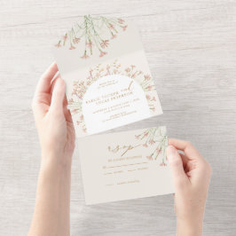 Invitación Todo En Uno Elegante Boda de flor salvaje Charm