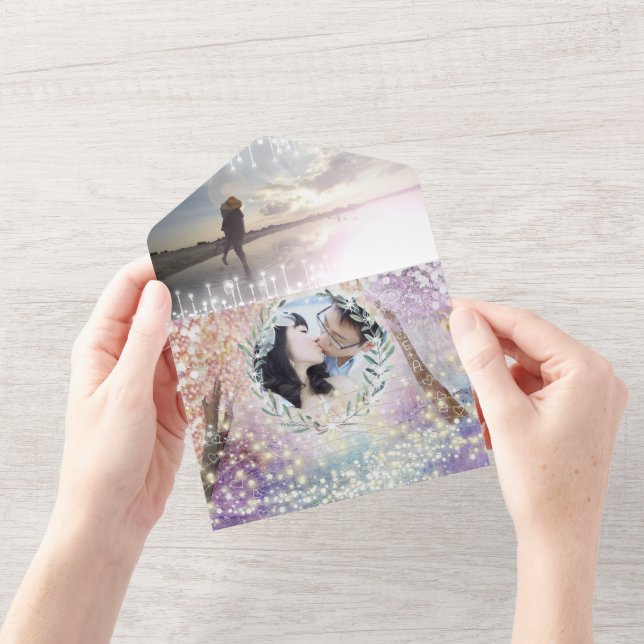 Invitación Todo En Uno Elegante Boda de fotografía de cuento de hadas de  (Apertura)
