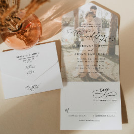 Invitación Todo En Uno Elegante Boda de fotografías moderno de escritura
