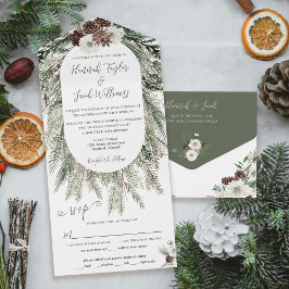 Invitación Todo En Uno Elegante Boda de invierno con RSVP