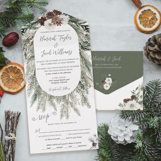 Invitación Todo En Uno Elegante Boda de invierno con RSVP (Subido por el creador)