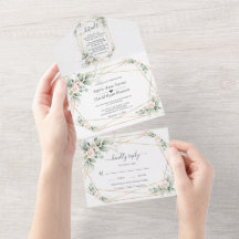 Elegante Boda de Oro de Verdor de Oliva Todo En Un