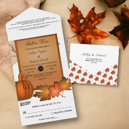 Invitación Todo En Uno Elegante Boda de otoño de otoño de hojas de calaba