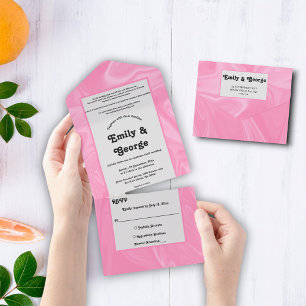 Invitación Todo En Uno Elegante Boda de pintura abstracta mínima de color