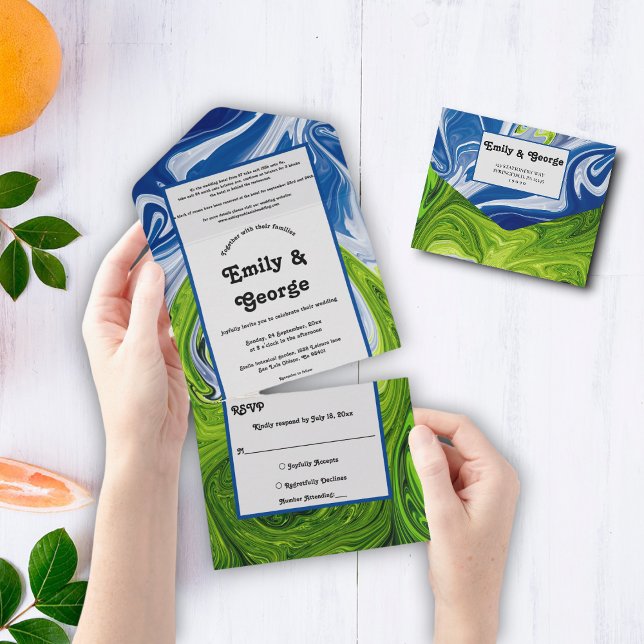 Invitación Todo En Uno Elegante Boda de resumen del paisaje del cielo azu (Subido por el creador)