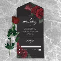 Elegante Boda de rosas rojas sangrientas sin cena