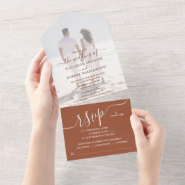 Invitación Todo En Uno Elegante Boda de Terracotta Photo