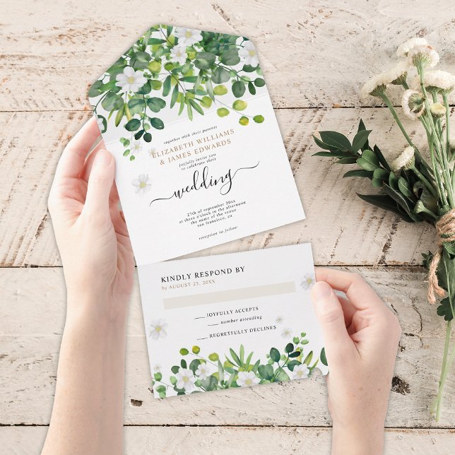 Invitación Todo En Uno Elegante Boda de verano del Jardín Botánico Primav (Subido por el creador)
