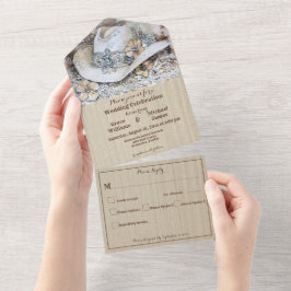 Invitación Todo En Uno Elegante Boda del Boho Occidental