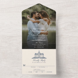 Invitación Todo En Uno Elegante Boda del castillo antiguo