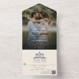 Invitación Todo En Uno Elegante Boda del castillo antiguo de Manor Foto C