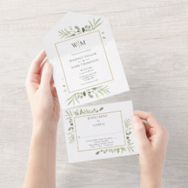 Invitación Todo En Uno Elegante Boda del follaje Monográfico
