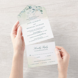 Invitación Todo En Uno Elegante Boda Eucalyptus