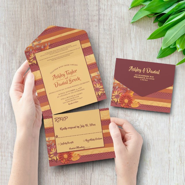 Invitación Todo En Uno Elegante Boda floral elegante y elegante (Subido por el creador)
