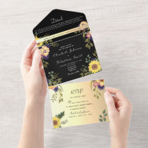 Elegante Boda Floral Oro y Negro