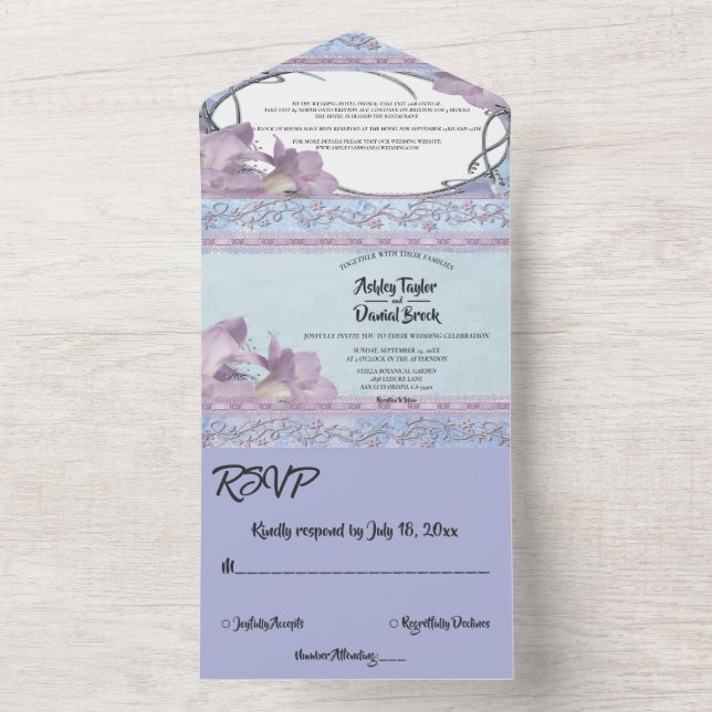 Invitación Todo En Uno Elegante Boda formal elegante Ornate Glam Classic (Interior)