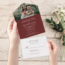 Elegante Boda fotográfico de caligrafía roja de Bo