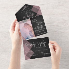 Invitación Todo En Uno Elegante Boda fotográfico de Chalkboard Pastel