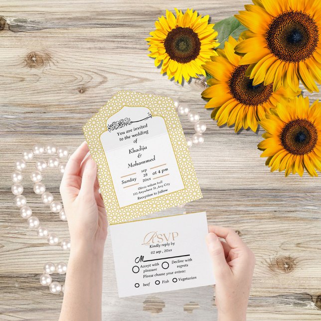 Invitación Todo En Uno Elegante boda islámico e islámico moderno (Subido por el creador)