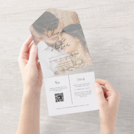 Invitación Todo En Uno Elegante Boda manuscrito fotográfico