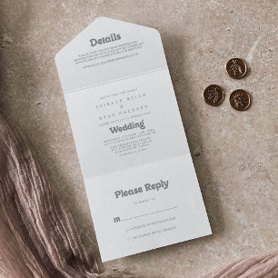 Invitación Todo En Uno Elegante Boda Minimal Formal    