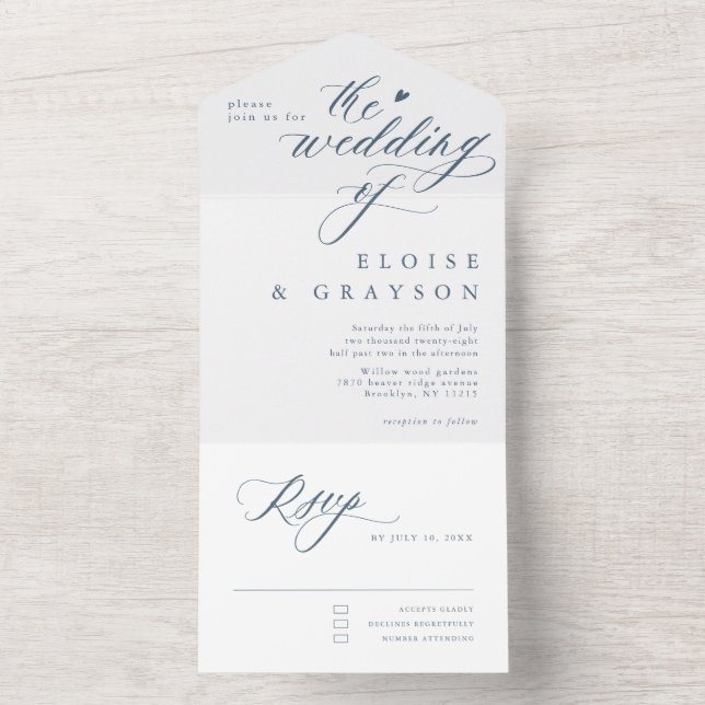 Invitación Todo En Uno Elegante Boda Minimalista moderno (Interior)