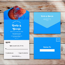 Invitación Todo En Uno Elegante Boda náutico de la Marina