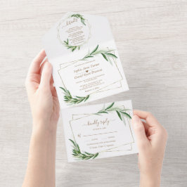 Invitación Todo En Uno Elegante Boda Oleoverde