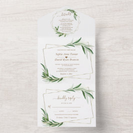 Invitación Todo En Uno Elegante Boda Oleoverde