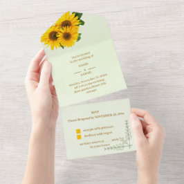 Invitación Todo En Uno Elegante Boda personalizado de girasol