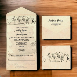 Invitación Todo En Uno Elegante Boda retro antiguo rústico elegante