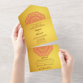 Invitación Todo En Uno Elegante Boda rosa dorado (no se necesita ningún E