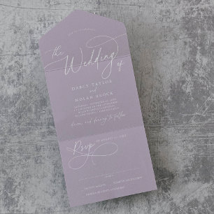 Invitación Todo En Uno Elegante Boda RSVP Lavender Purple