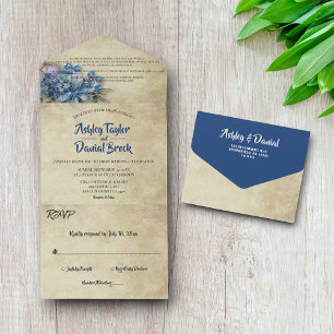 Invitación Todo En Uno Elegante Boda rústico floral de Lavanda