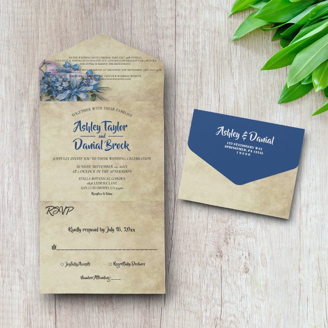 Invitación Todo En Uno Elegante Boda rústico floral de Lavanda (Subido por el creador)