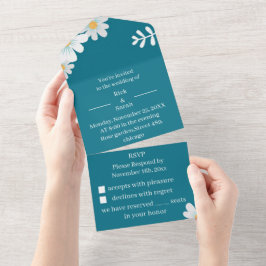 Invitación Todo En Uno Elegante Boda Rústico Personalizado de Flor